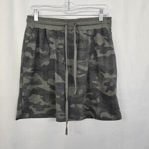Jane & Delancey Skirt Women's L Green Camo Elastic Waist Drawstring Pockets